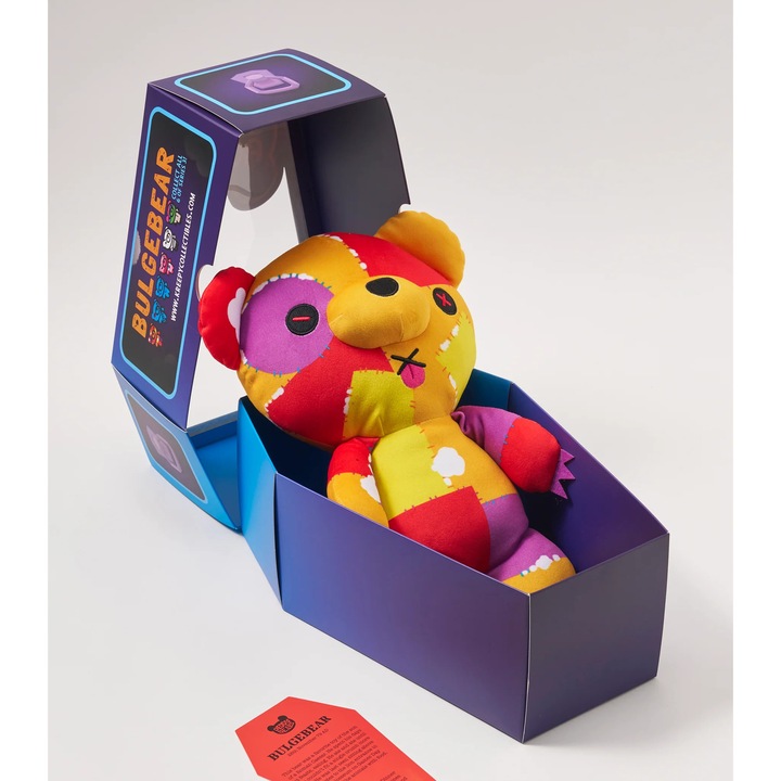 Ursuleț de pluș Innov8 Bulgebear 30x30cm, design amuzant, ambalaj sicriu tematic