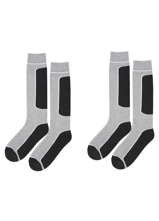 Set 2 perechi de sosete de iarna, potrivite pentru ski, marimea 36-39, culoare gri si negru