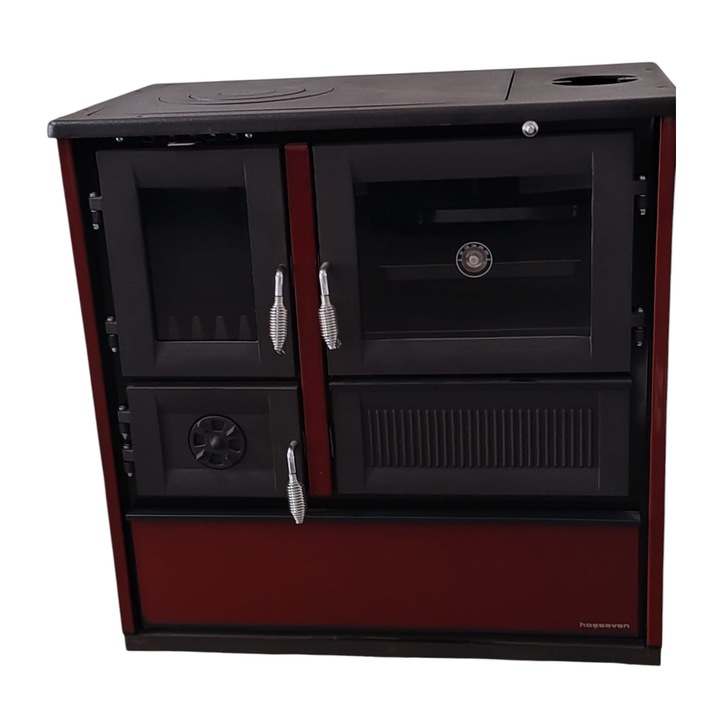 Soba cu cuptor pe combustibil solid Hosseven 4013 maxi, 8 kW, plita, geam rezistent, dimensiuni 130mm