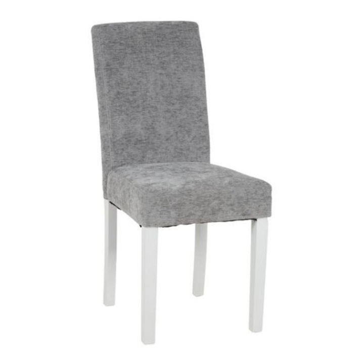 Scaun Living KJC5698, 44cm x 58cm x 93cm, Gri cu Picioare Albe