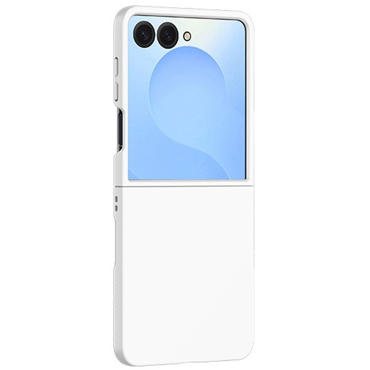 Прост калъф с протектор за екран за Samsung Galaxy Z Flip 7, удароустойчив, бял