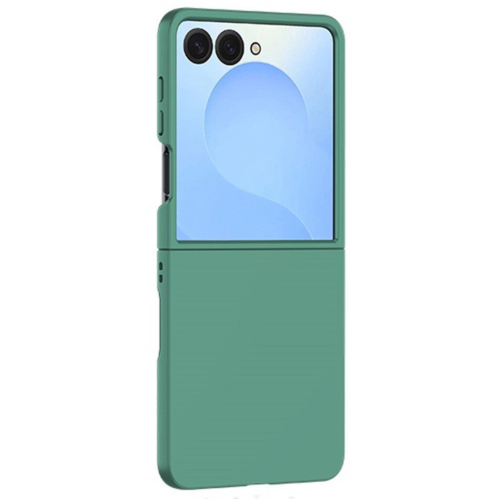 Прост калъф с протектор за екран за Samsung Galaxy Z Flip 7, удароустойчив, тъмнозелен