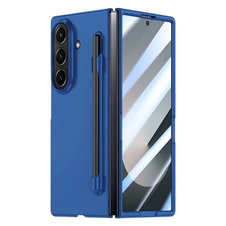 Смарт калъф-писалка за Samsung Galaxy Z Fold 7, включена дигитална писалка, тъмносин