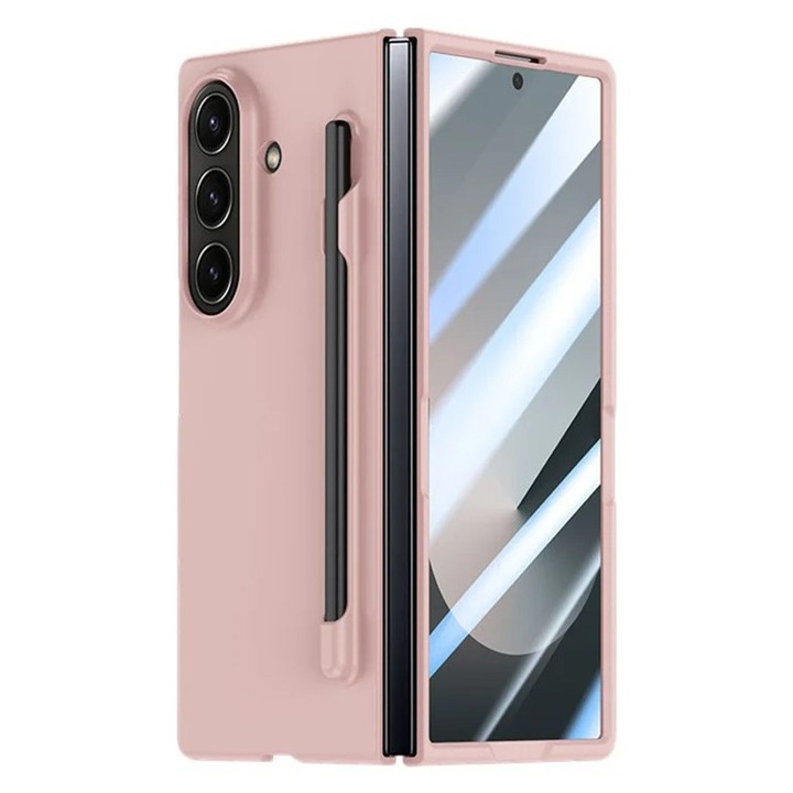 Смарт калъф-писалка за Samsung Galaxy Z Fold 7, включена дигитална писалка, розов