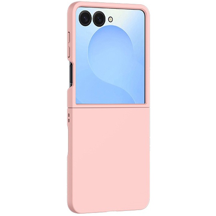 Прост калъф с протектор за екран за Samsung Galaxy Z Flip 7, удароустойчив, розов