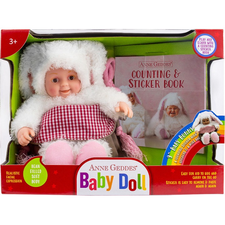 Papusa Anne Gaddes - Iepuras 23 cm cu mini-carte cu stickere si punga mica de panza