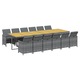 Set mobilier gradina VidaXL, 13 piese, polirattan, gri, cu perne