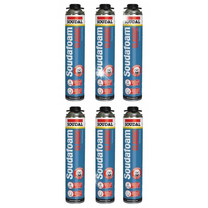 Set 6 bucati izolatie termica si acustica, Soudal, rezistent la apa, 750ml