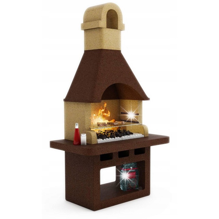 Градинско барбекю Landmann BARI, цветен бетон, 215 см, 67x40 см, с пепелник и хромирана решетка