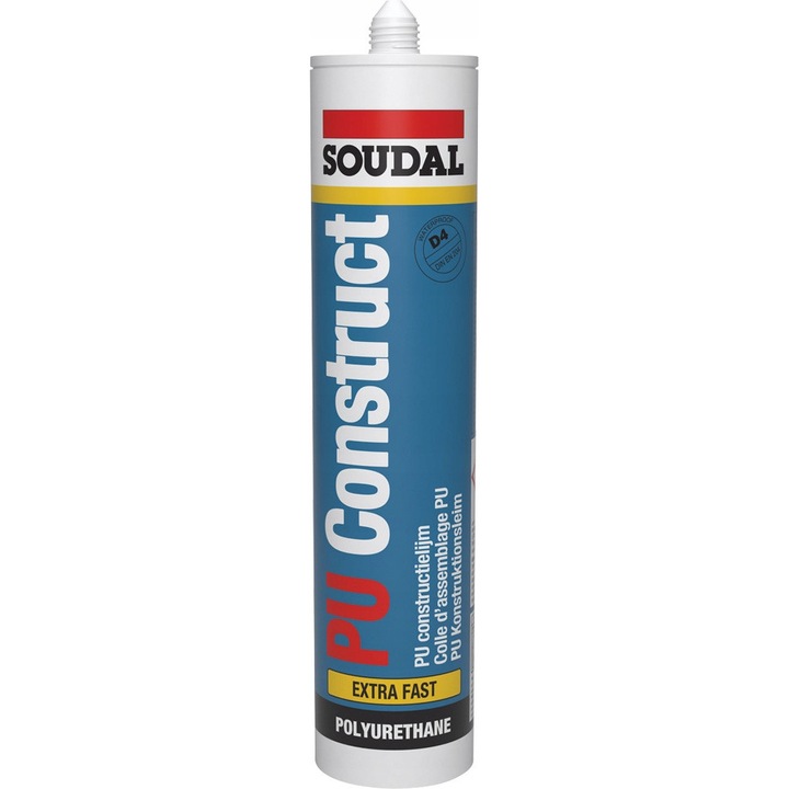 SOUDAL PU Construct Extra Fast (D4) poliuretán építőipari ragasztó, bézs, 310 ml