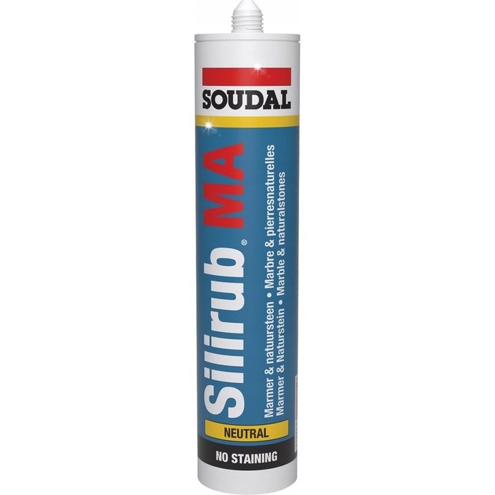 Soudal Silirub szilikon természetes kőhöz, 300 ml, rugalmas, fekete