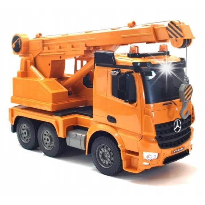 Играчка кран, Двоен орел, модел E526-003, жълт, 39x21x14см, комплект с дистанционно управление