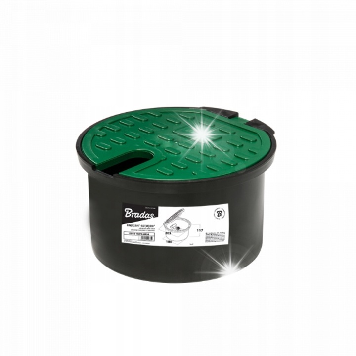 Кутия за вентили Bradas GW3/4" / GZ3/4", полипропилен, черно/зелена, 180x205x117мм