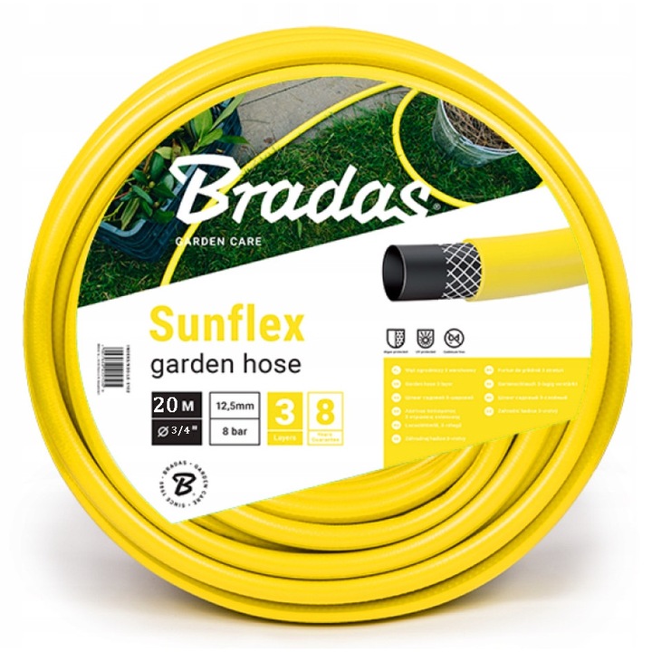Градински маркуч Bradas SUNFLEX 1", 20м, UV устойчив, 3 слоя