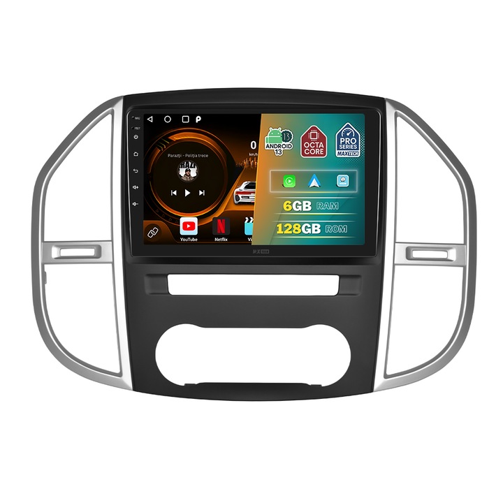 Navigatie Mercedes Vito W447 (2014-2020) dedicata, MaxTech® PRO SERIES, 6 GB Ram 128 GB Rom OctaCore, Carplay & Android auto, Ecran 10” HD Touch, GPS, Wifi, Bluetooth, Radio, USB, EQ, Waze
