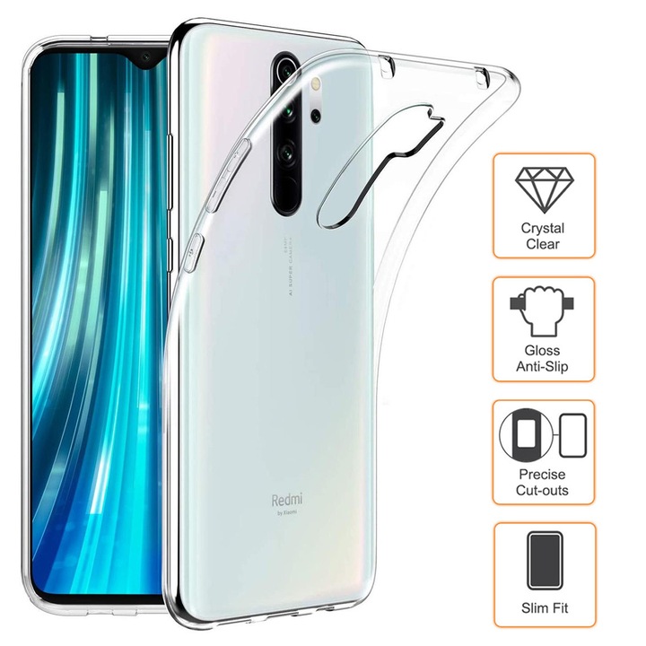 Husa clasica pentru Xiaomi Redmi Note 8 Pro, Felxibila, Subtire, din silicon, cu decupaje dedicate, Back Cover Transparenta (0.3mm)