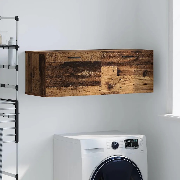 Dulap suspendat VidaXL, design modern, finisaj mat, 100x36.5x35cm, culoare lemn vechi