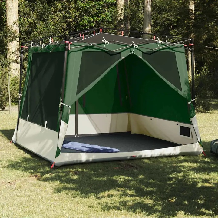 Cort camping VidaXL, siatca interioara, verde, 291x291cm