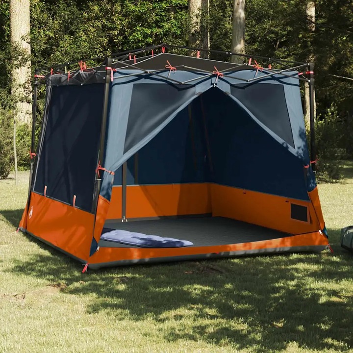 Cort camping VidaXL, siatca interioara, 291x291cm, rezistent la apa, gri