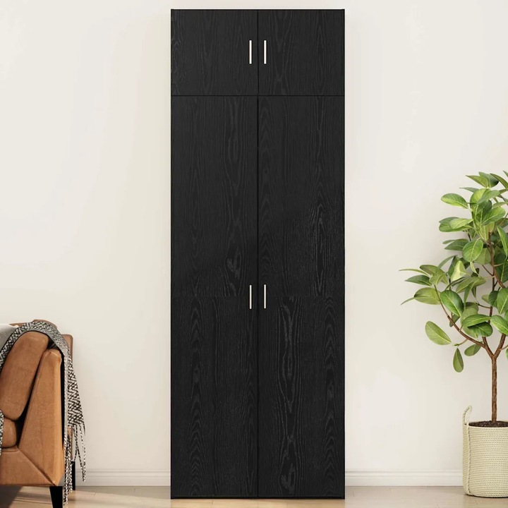 Sifonier VidaXL, negru, 80x41x225cm, cu rafturi, pentru jadalni si saloane