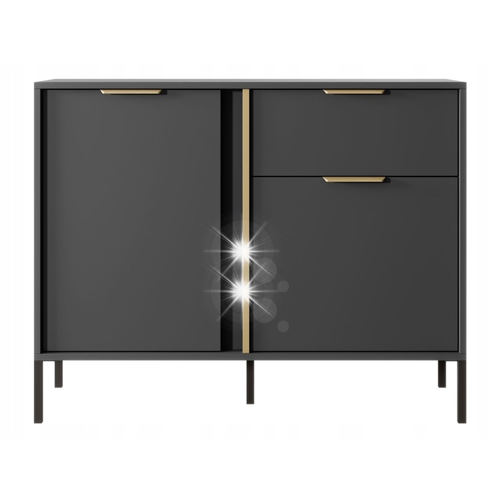 Lars komód, 103x40x81 cm, antracit arany részletekkel, testreszabható szett