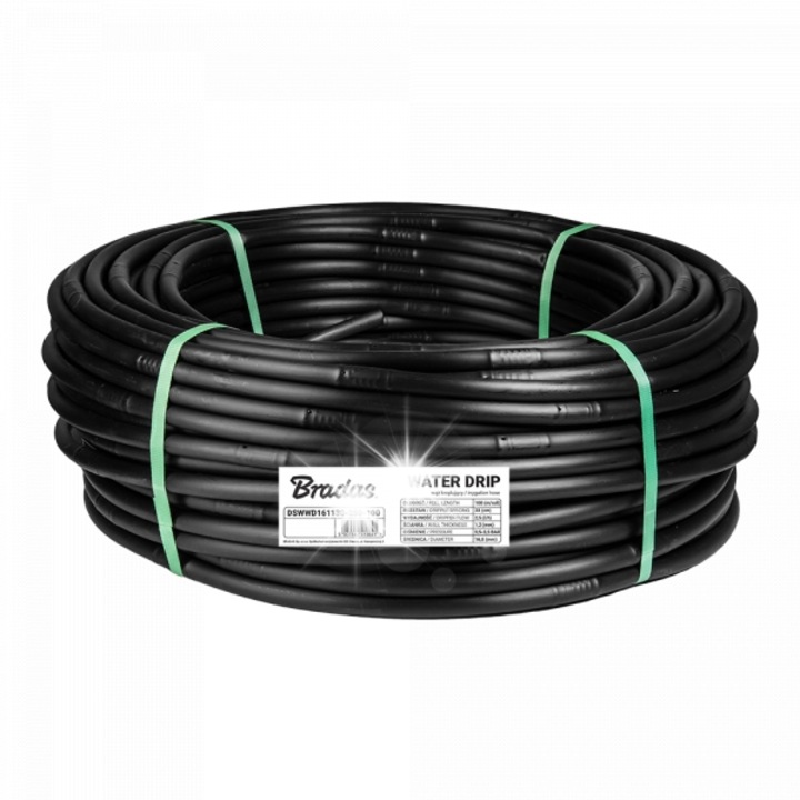 Маркуч за напояване Bradas, 16,2 мм x 100 м, за растения, устойчив на UV лъчи, 100 м, черен
