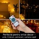 LED fényfüzér rézhuzallal, 5m, 50 meleg fehér LED – USB újratölthető vezérlés + távirányító, 4/6/8 órás időzítő, beltéri/kültéri