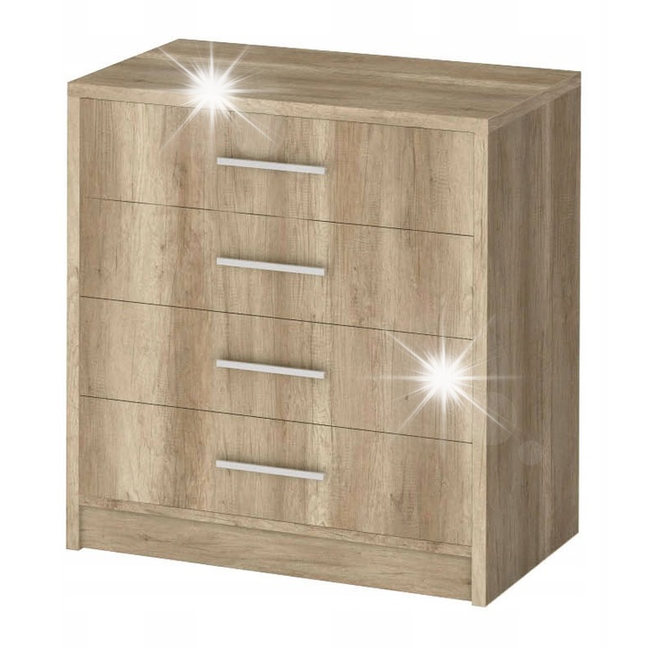 GENEWA 1 fiókos komód, 4 fiókkal, 80x45x83cm, sterling dab szín