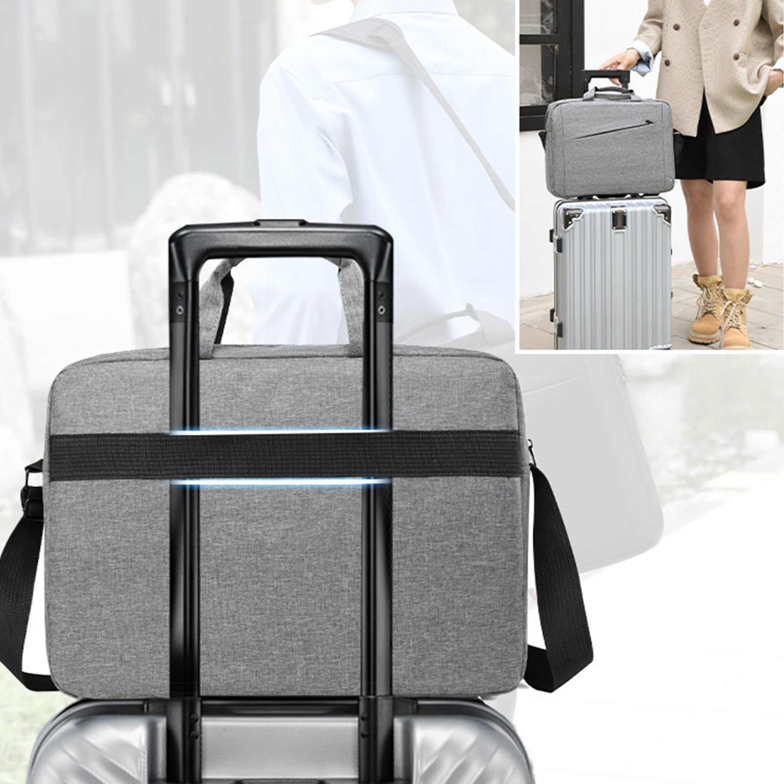 Geanta laptop Lenovo Casual Toploader T210 AYSTOAYS®, 15.6", Curea de umar reglabila, Design Ergonomic, spatios, unisex, negru