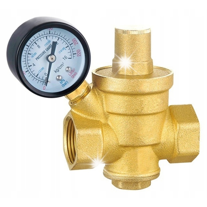 Редуцир вентил за вода IBO, DN15, mossi, 1/2", манометър, 16 kg/cm, 0.05-0.8 MPa