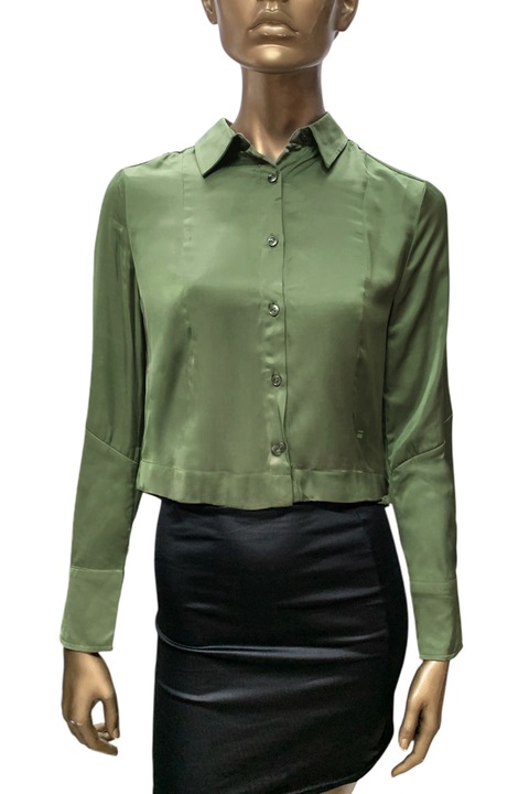 Camasa de dama G-Star RAW Vodan DC Open Back Crp Shirt 9090127 16113-46, Mata Twill, Viscoza, S, Verde inchis