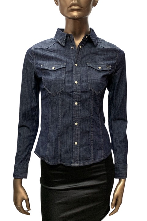 Camasa din denim pentru femei G-Star RAW 3301 Straight Shirt 8021146 16113-46, Denim elastic, Bumbac, S, Bleumarin