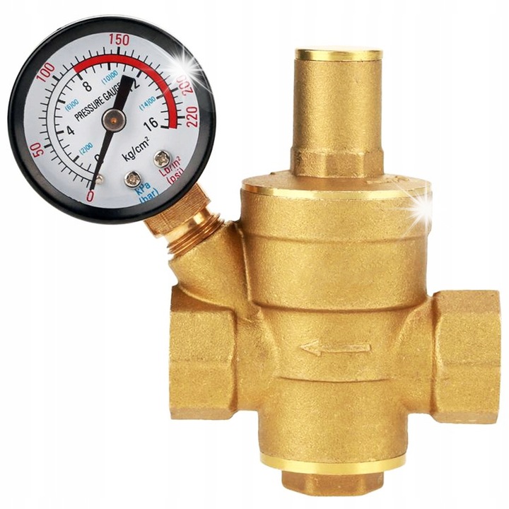 Редуцир вентил за налягане на водата 1" IBO DN25, с манометър, 1-6 бара, 112x78x85 мм