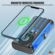 Соларна външна батерия Linomag®, Power Bank 20000 mAh, 3 кабела, 4 порта, Магнитно безжично зареждане, Вградена компас и фенер, Водоустойчива, Синя