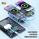 Соларна външна батерия Linomag®, Power Bank 20000 mAh, 3 кабела, 4 порта, Магнитно безжично зареждане, Вградена компас и фенер, Водоустойчива, Синя