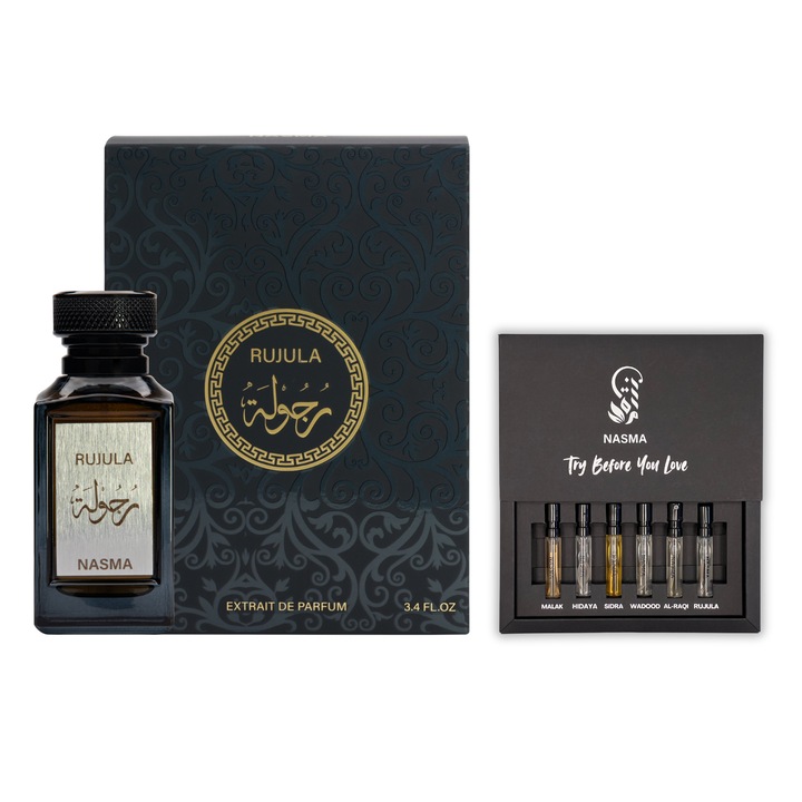 NASMA Rujula férfi parfüm szett, 6 teszterrel, 100 ml