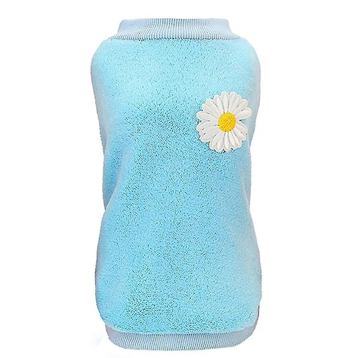 Pulover pentru caini, model chrysanthemum, coral fleece, marime mica si medie, calduros si moale