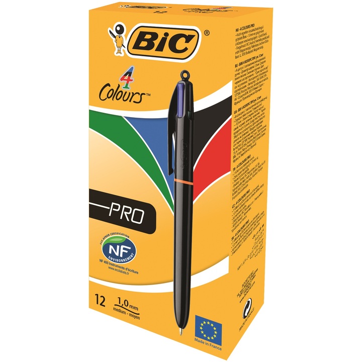 Pix Bic 4 Color Mediu Pro, 12 buc/cutie