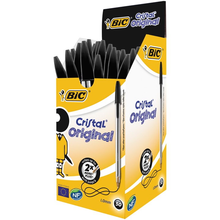Химикал Bic Cristal Medium, Черен, 50 броя/кутия