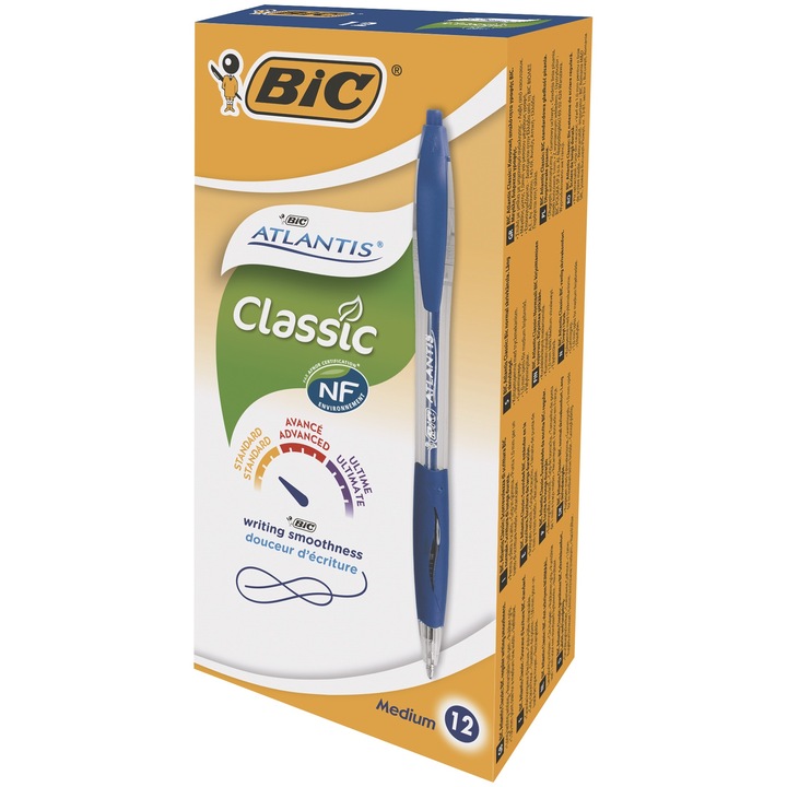 Pix Bic Atlantis Clic albastru, 12 buc/cutie