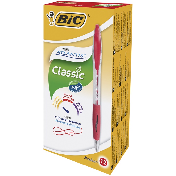 Химикал Bic Atlantis Clic, Червен, 50 бр/кутия