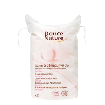 Ovale demachiante bio din bumbac organic, Douce Nature, 50 buc Ovale demachiante bio din bumbac organic, Douce Nature, 50 buc