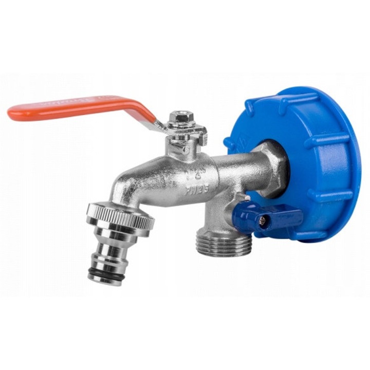 Csap Bradas, 2 kimenetes készlet GZ 3/4", IBC, S60x6, kék, 1/2" x 2 x 3/4"