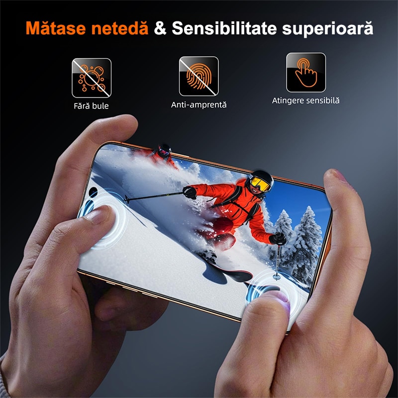 Folie sticla protectie telefon, MOGU® Folie Sticla pentru iPhone 17 Pro Max, Protectie Profesionala Ecran 3D, Echipat cu dispozitiv de instalare automata, Duritate Militara, Instalare Usoara, Full Cover Protectie a Telefonului, Anti Socuri, Privacy