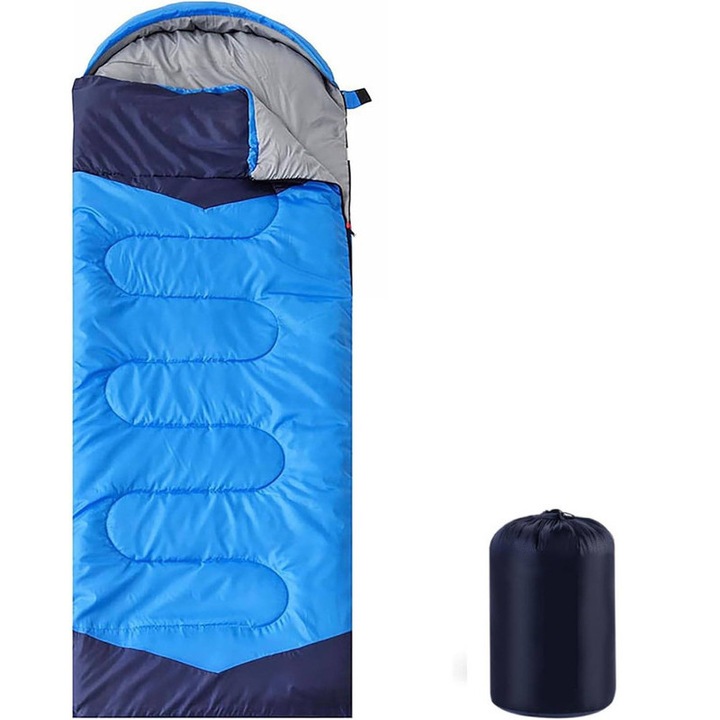 Спален чувал YSBER, устойчив на студ и вода, син, 220x80см