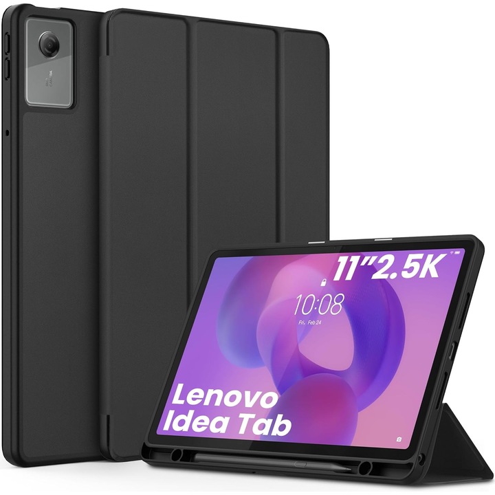 Калъф за Lenovo Idea Tab 11 инча с функция за събуждане/заспиване и отделение за стилус, тип стойка - черен