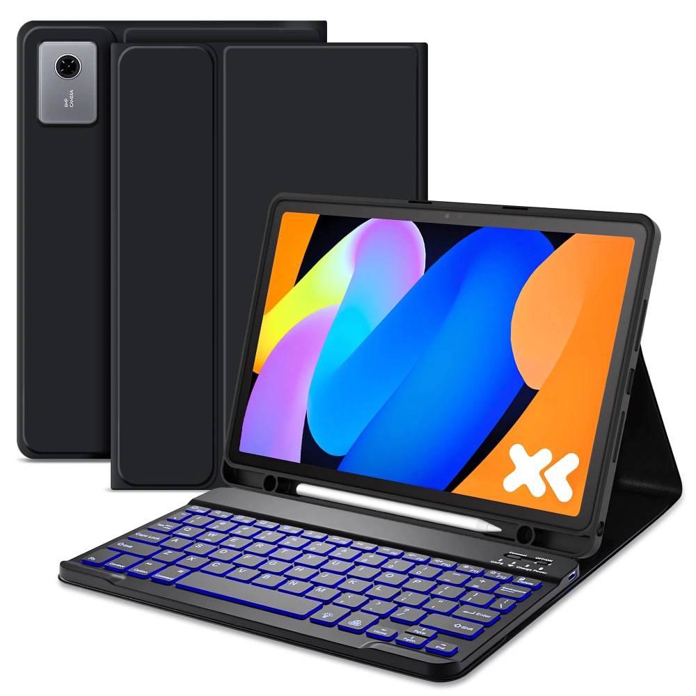 Husa pentru Lenovo Idea Tab 11 inch 2025 cu tastatura iluminata wireless detasabila RGB 7 lights, Bluetooth, USB Type-C, functie stand si slot stylus, negru