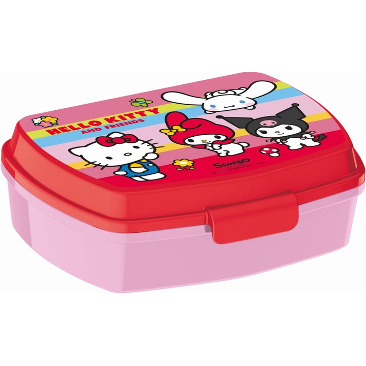 Cutie de sandvis amuzanta din plastic Hello Kitty and Friends