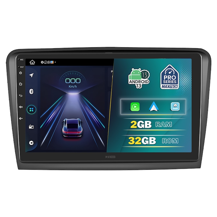 Navigatie Skoda Superb 2 (2009-2013) dedicata, MaxTech® PRO SERIES, 2 GB Ram 32 GB Rom, Carplay & Android auto, Ecran 10” HD Touch, GPS, Wifi, Bluetooth, Radio, USB, EQ, DSP, Waze, Youtube