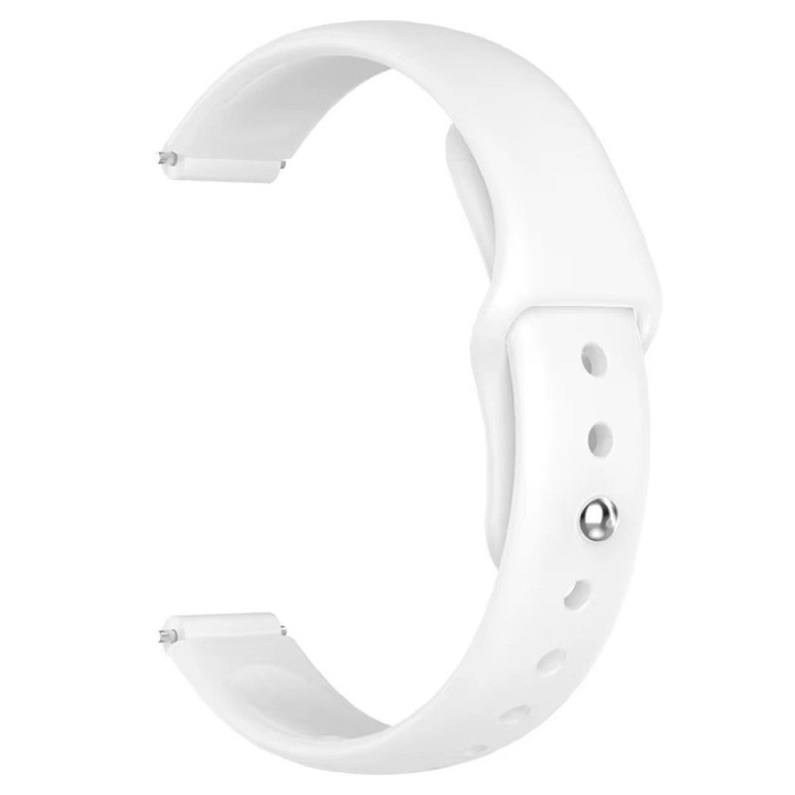 Силиконова каишка, съвместима с Huawei Watch GT4 41mm, GT5 41mm, GT5 Pro 42mm, Garmin Forerunner 255S, Venu 2S / 3S, Vivoactive 4S, Vivomove 3S, Realme Band 2, Garett Kids Essa, Smartwatch KW10 / KW20 / DT93, Best Accessories, 18 mm, бяла